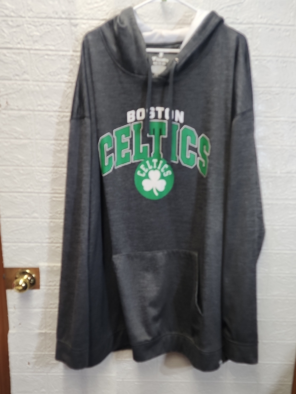 6X Fanatics BOSTON CELTICS Gray NBA Pullover Hoodie with White Logo